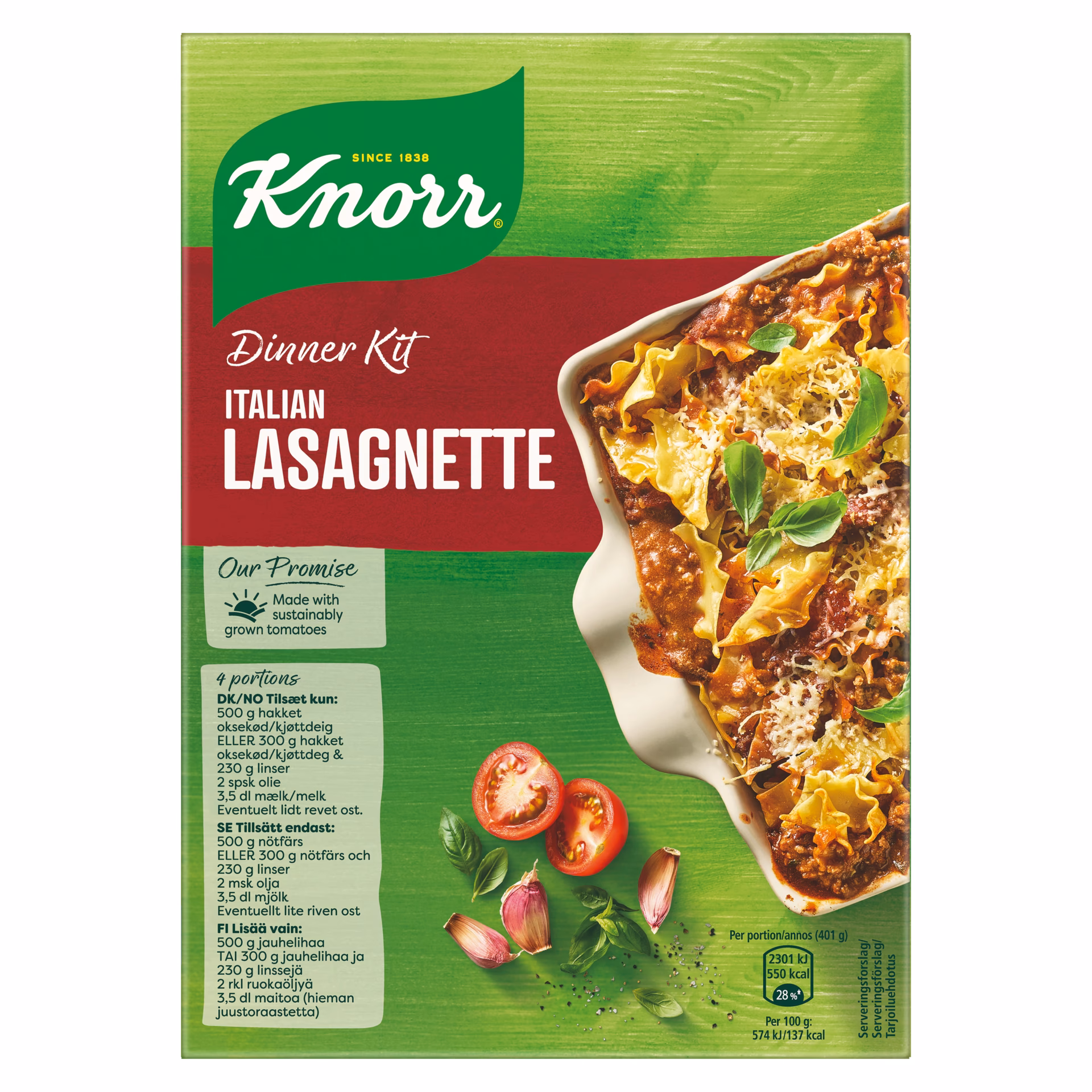 Hvad skal der i Knorr Lasagnette?