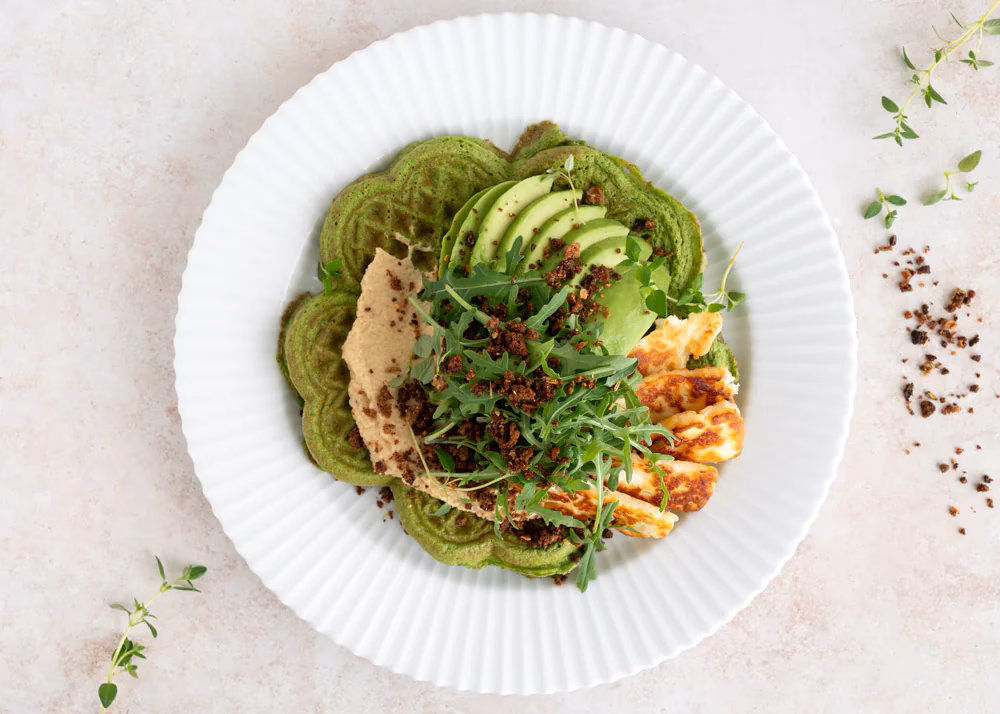 Hvad putter man på spinatvafler?