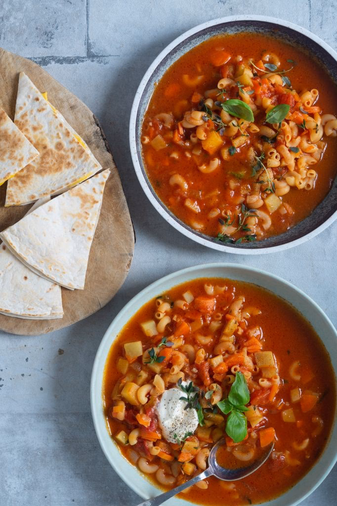 Er minestronesuppe vegetarisk?